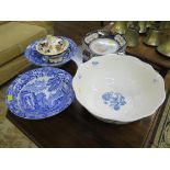 A Portmeirion Botanic Blue bowl 29.5cm diameter, two Copeland Spode Italian bowls, a Masons lidded