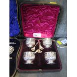A cased set of four Victorian silver salts and spoons, London 1893