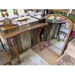 A Victorian mahogany arched wall mirror, formerly from a cheval mirror 95cm x 66cm and a wall