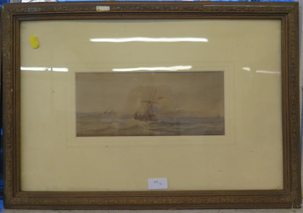 Late 19th century A pair of marine watercolours Unsigned 13cm x 29cm - Image 2 of 2