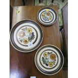 Three Langley Pottery plates and dishes with floral decoration