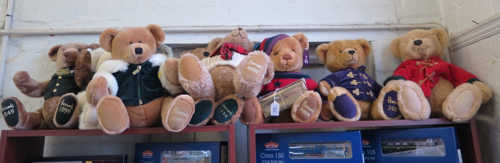 Eight Harrods Teddy Bears from 1998, 1999, 2000, 2001, 2002, 2003, 2004 and 2006