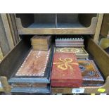 A collection of eight various boxes, inlaid decoration, etc, two musical