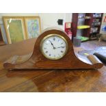 An Edwardian inlaid walnut admiral hat clock, with white enamel dial and single train French