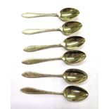 Six silver gilt coffee spoons by Mappin & Webb