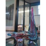 A Murano glass Somerso tall vase, purple and blue, together with a bowl of similar colours