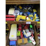 Three trays of loose die-cast models including Corgi, Britains and Matchbox