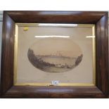 19th century A view of St Andrews from the Maidens Rock Lithograph 33cm x 44cm In a rosewood frame