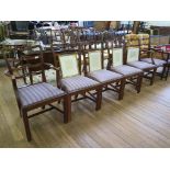 A set of six George III style reproduction ladderback dining chairs, with moulded square legs,