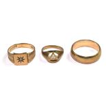 Three 9 carat gold rings