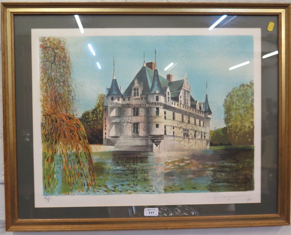 Claude Grosperrin French Chateau Signed lithograph 42cm x 57cm