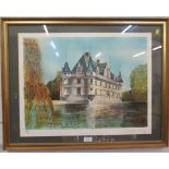 Claude Grosperrin French Chateau Signed lithograph 42cm x 57cm