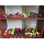 Various diecast vehicles, 1970s all loose, including Dinky, Lledo, and lead zoo figures