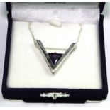 An Amethyst pendant set in Sterling silver