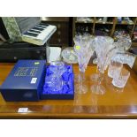 A set of four Waterford bow design wine flutes 23cm, and a pair of Royal Scot brandy glasses and a