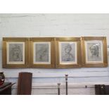 After the Old Masters Four portrait cartoons Lithographic prints 39cm x 29cm in giltwood frames