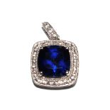 A sapphire and diamond pendant