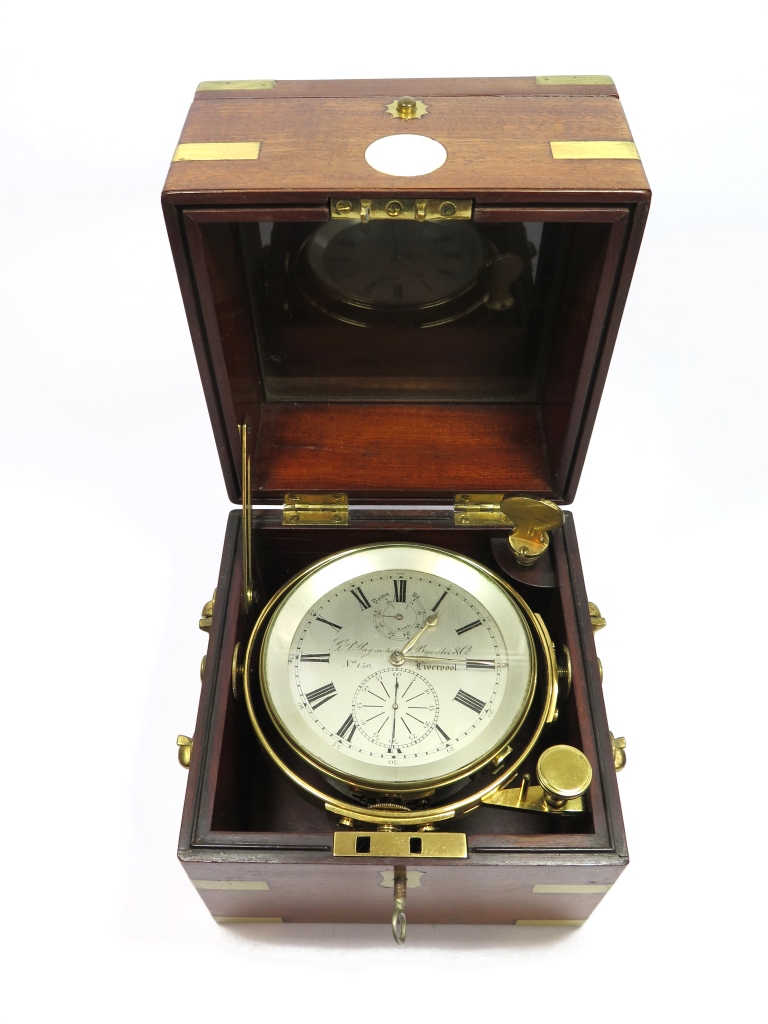 A mid 19th century mahogany and brass cased chronometer by G.P. Payne, late of J. Bywater & Co,