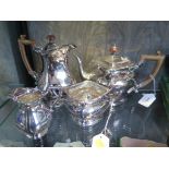 A silver plate four-piece tea set