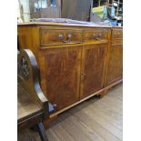 A Bevan Funnell Reprodux crossbanded yew-wood side cabinet, with two short drawers and twin doors