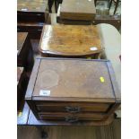 A Victorian burr walnut box of two drawers, 38cm wide and a walnut box of two drawers 35.5cm both