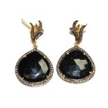 A pair of onyx earrings