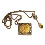 A 1912 half sovereign on 9 carat gold neck chain