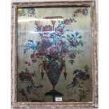 A French style framed floral vase design screenprint 58cm x 95cm