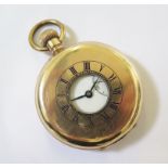 A gold plated gentleman's half hunter pocket watch, as found