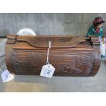 An Oriental bamboo case, carved 24cm long