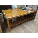 A Bevan Funnell yew-wood coffee table, rectangular with undershelf, top 120 x 60 cm