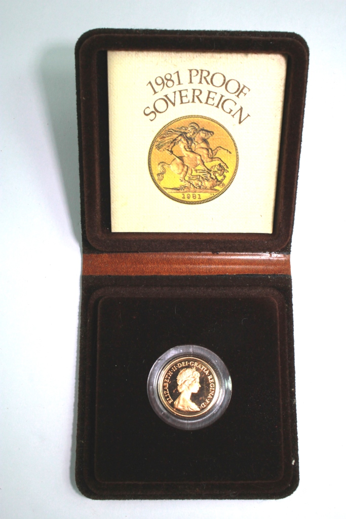 A 1981 proof sovereign in original case