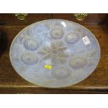 A French opalescent glass bowl, with flowerhead and leaf moulded decoration 31cm diameter