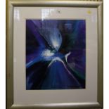 Michael R Reynolds 'Orion' - Abstract in blue Oil on board, signed 47cm x 40cm