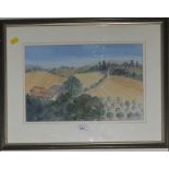 Liz Smith A Tuscany view Watercolour, signed and labelled verso 21cm x 33cm