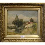 E. Hankes 'Iffley Mill' on the Thames, Oxford oil on canvas Signed, circa 1906 24.5cm x 29.5cm