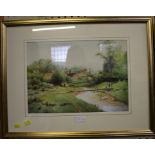 Pair of landscapes depicting rural scenes watercolour unsigned 26cm x 36.5cm