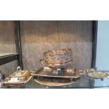 Seven items of silver plate to include two trays swing handle basket, etc