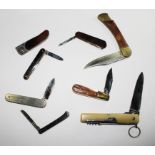 A collection of eight miscellaneous pen knives
