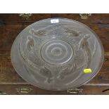 A French moulded glass charger depicting pheasants 35cm diameter, marked Verlux France