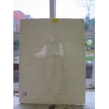 A K.P.M. lithophane panel depicting a medieval lady at a basin 32cm x 25cm