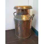 A copper milk churn for Wellington School 54cm high