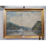 Bill Voss Morning wash on the Helford River Cornwall Oil on board, signed and labelled verso 47cm