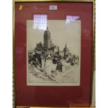 Stanley Anderson Segovia Cathedral,Spain Etching, signed in ink 32cm x 26cm