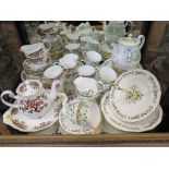 Two Colclough tea services, Royale pattern and green floral design, each with 27 pieces