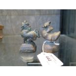 Two bronze Chinese opium weights, in the form of birds