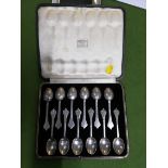 A cased set of twelve silver coffee spoons