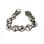 A vintage Scandinavian silver 830 bracelet with clasp fixing by Hans Julius Larsen