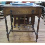 A mahogany gateleg table, on fluted square legs, 76cm wide, a standard lamp and an oak side table (