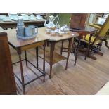 Two Edwardian mahogany and satinwood crossbanded occasional tables and an Edwardian walnut octagonal